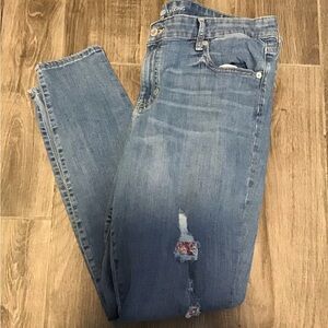 GAP Blue Skinny Jeans with Distressed Details